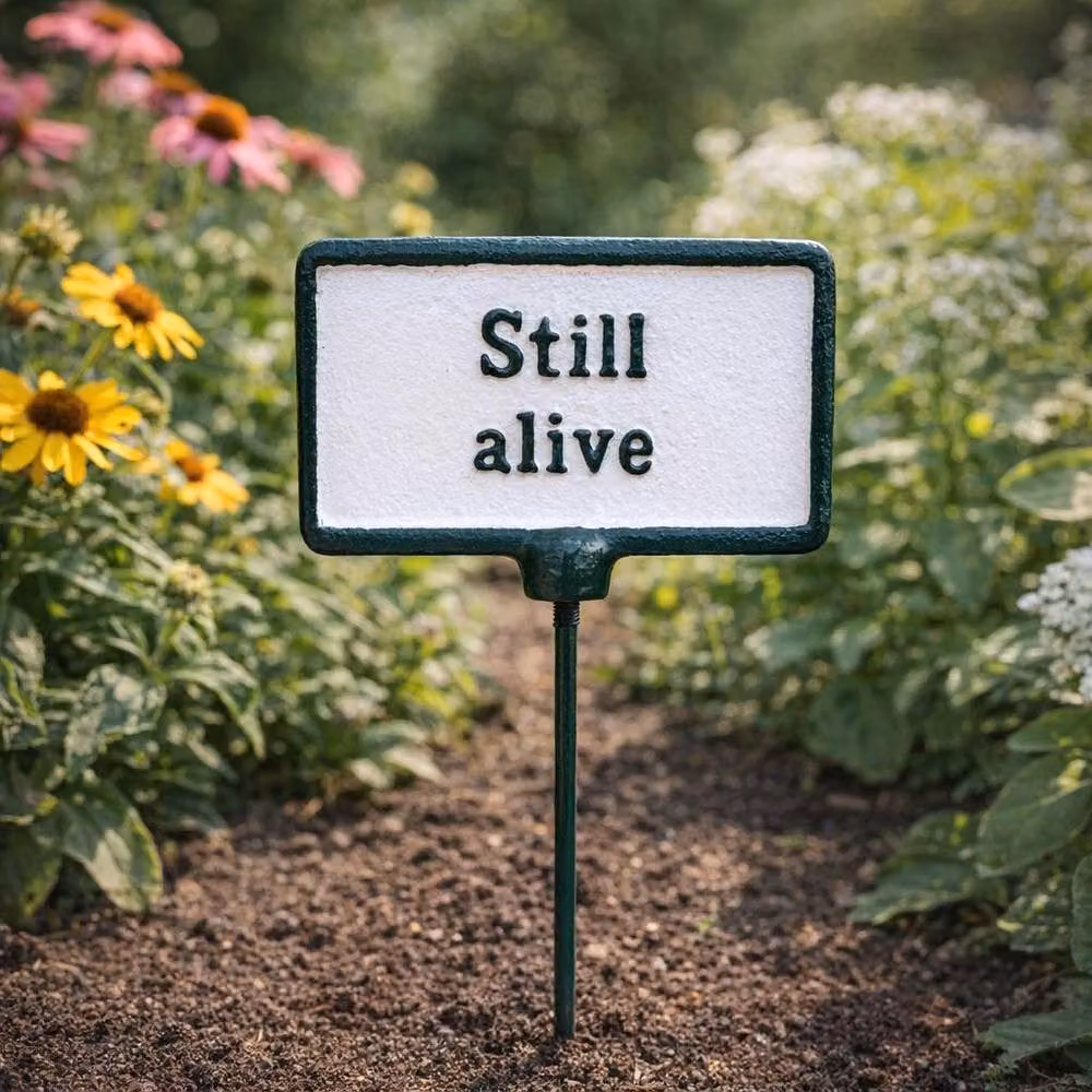Gifts Direct 2 U Still Alive Garden Stake Plant Sign in Green and White Metal – 2