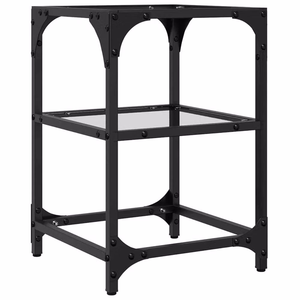 Berkfield Home Set of 2 Square Coffee Tables with Transparent Glass Tops and Steel Legs, W/D/H: 30 x 30 x 45 cm – 5