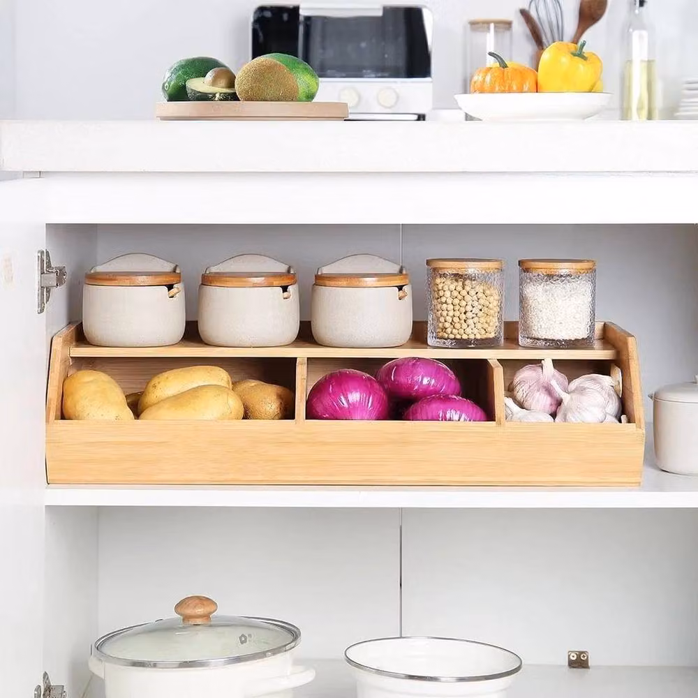 Kelvenix Brown Wooden Fruit and Vegetable Holder and Spice Rack – 2