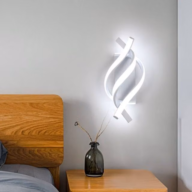 Pheashine White Spiral LED Wall Light, 22W, 6000K Cool White, Aluminium and Acrylic, Diameter: 36 cm