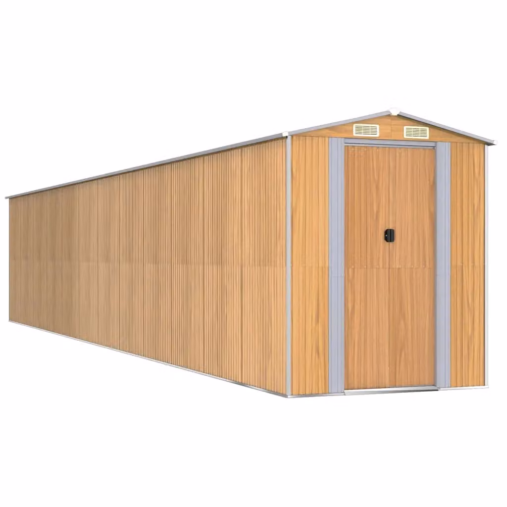 Berkfield Home Galvanised Steel Garden Shed in Light Brown, W/D/H: 192 x 1021 x 223 cm – 2