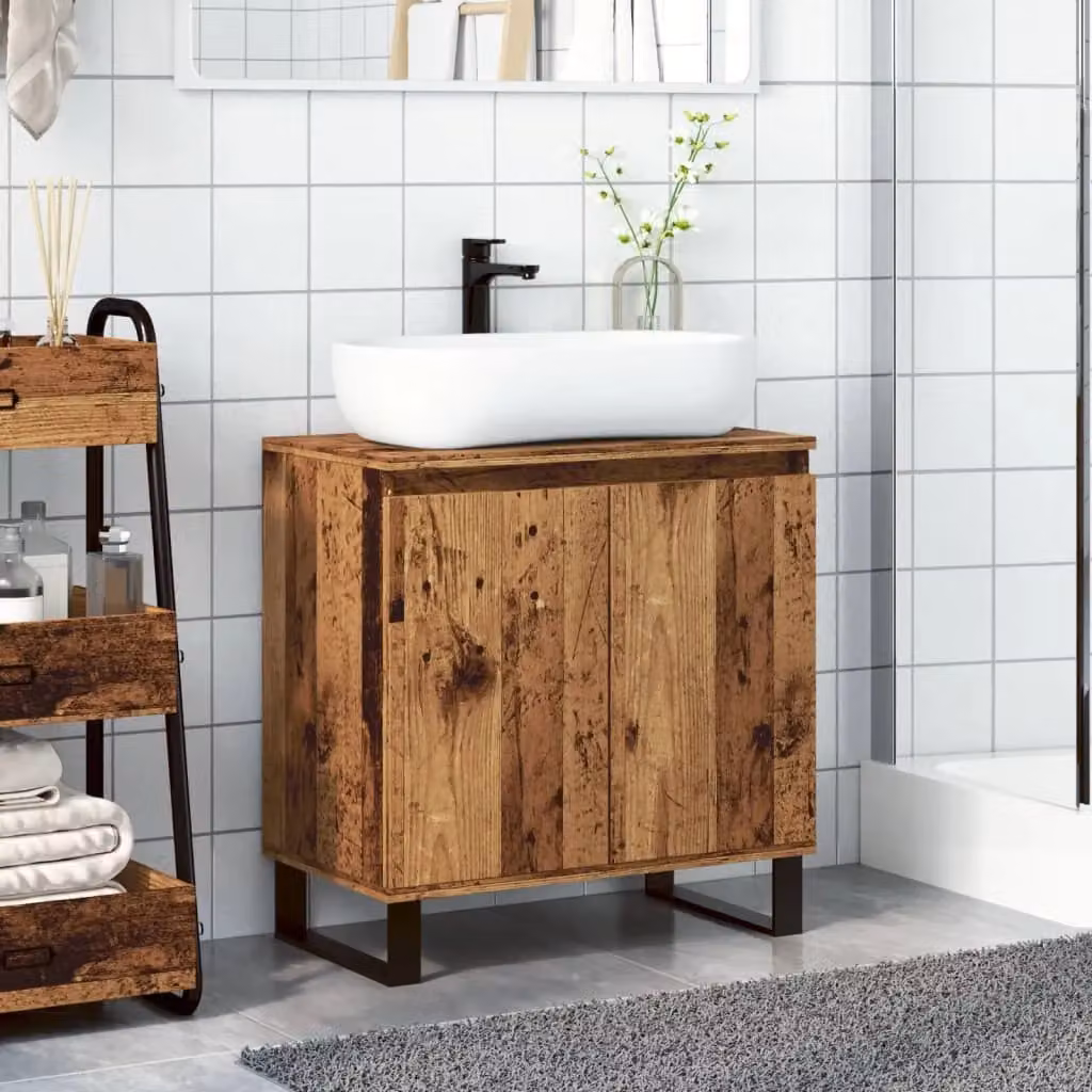 Berkfield Home Industrial Bathroom Cabinet in Brown Old Wood, W/D/H: 58 x 33 x 60 cm – 3