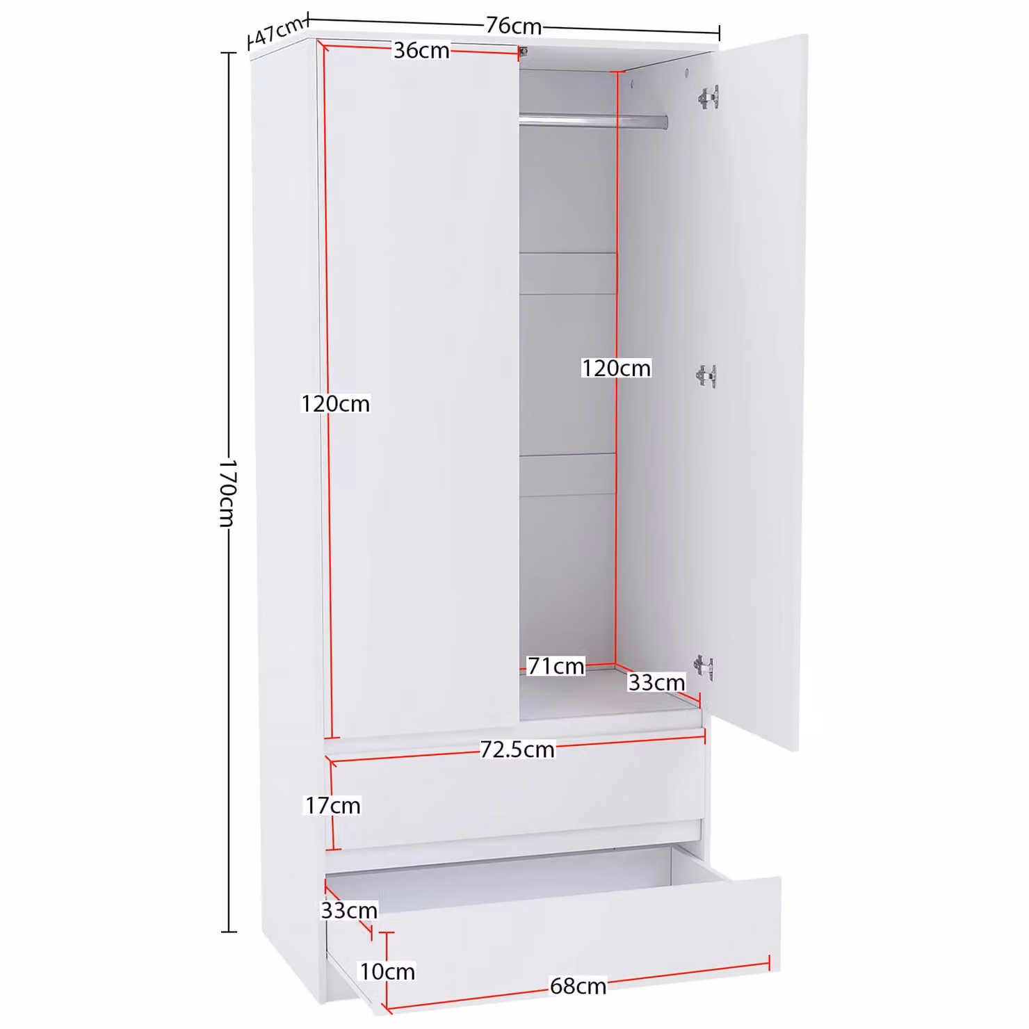 Vida Designs Denver Bedroom Set in White – 2