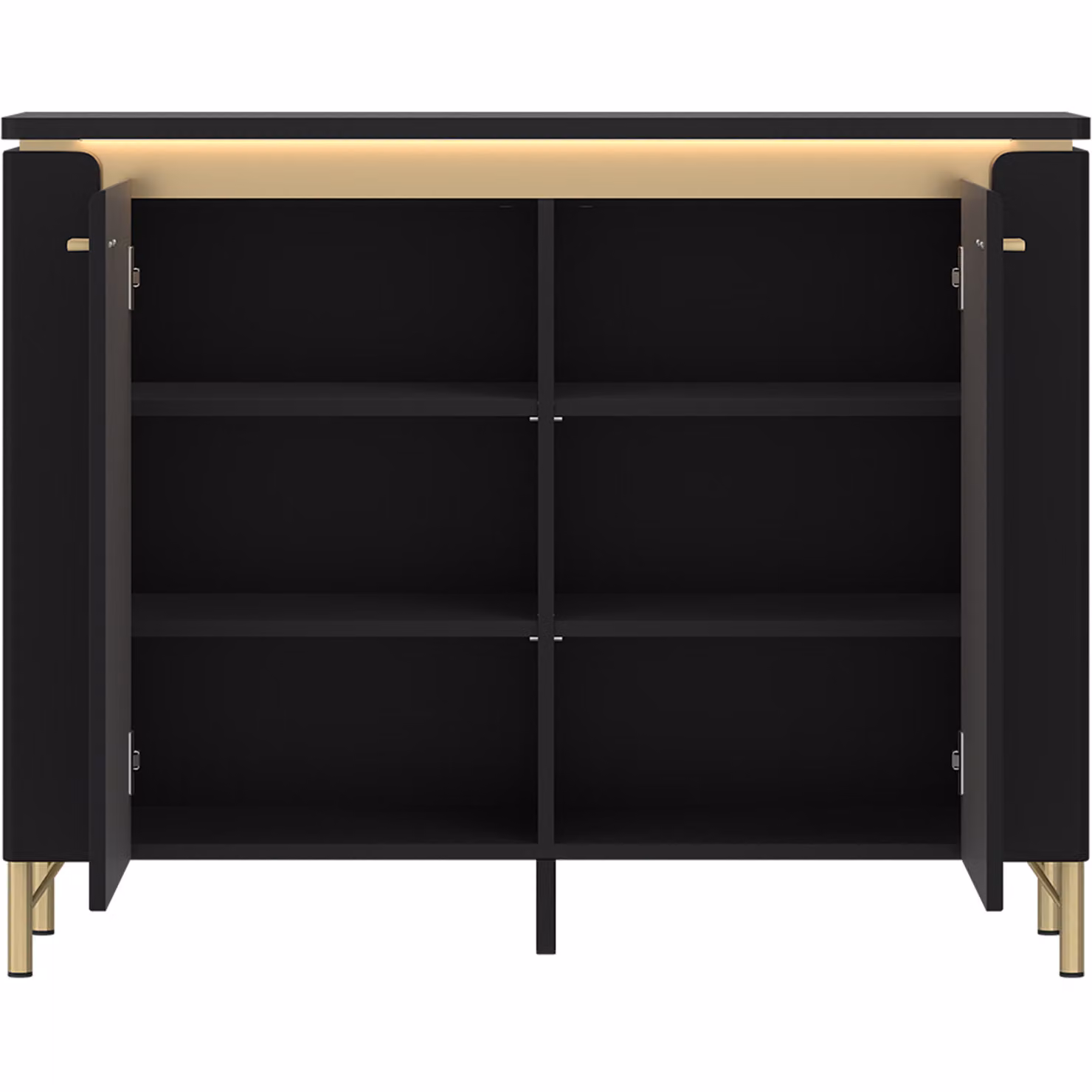 Furniture To Go Genoa Modern 2 Door Sideboard in Black Matt and Gold with Integrated Lighting – 2