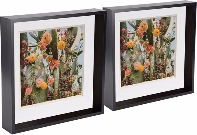 Nicola Spring 2 Piece Black 3D Shadow Deep Box Photo Frame Set with White Mount – 3