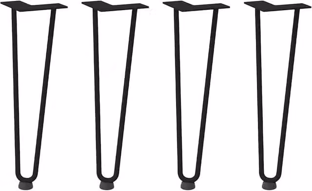 Berkfield Home Black Solid Steel Hairpin Table Legs, 4 Pieces, Height: 42 cm