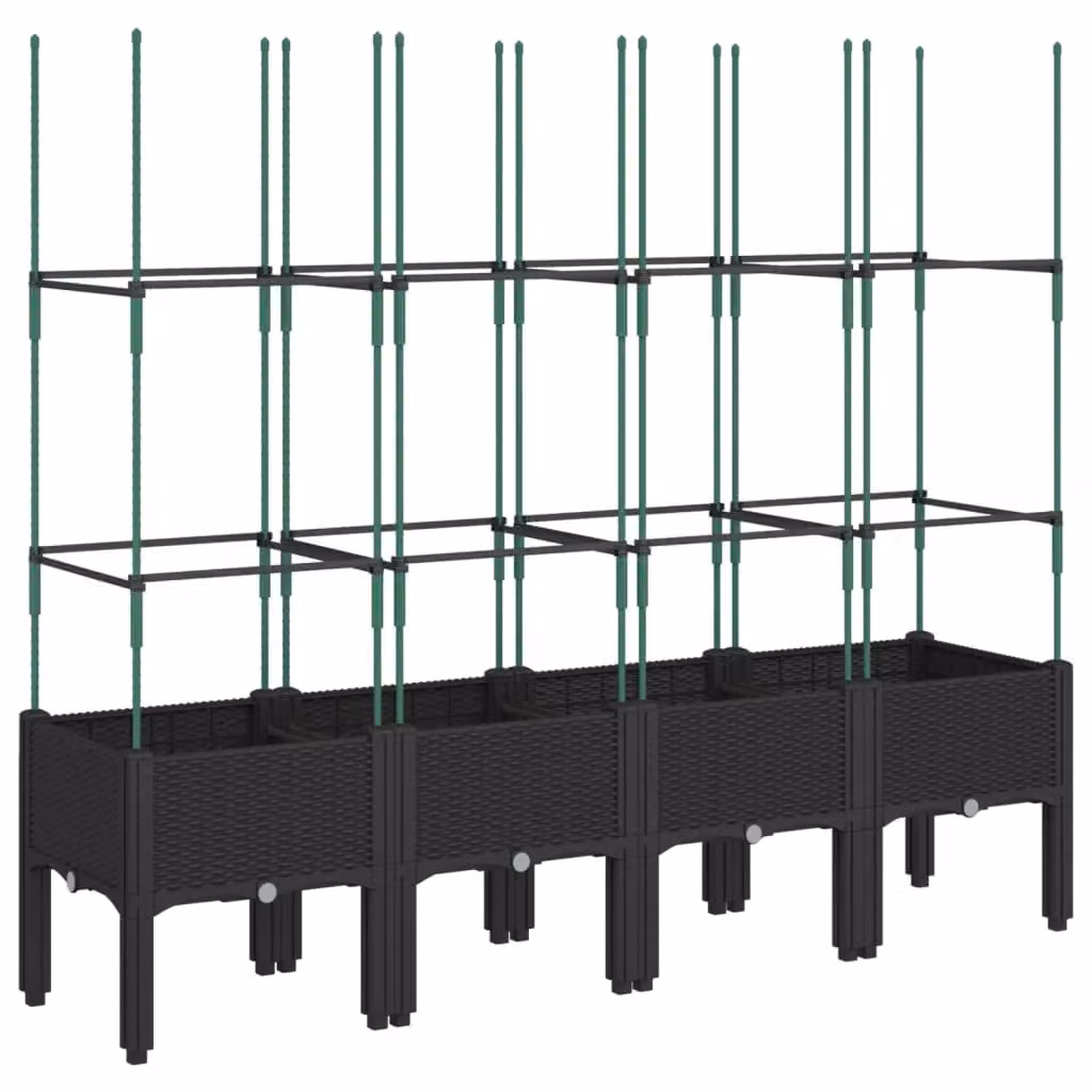 Berkfield Home Garden Planter with Trellis in Black, W: 160 cm, D: 40 cm, H: 142.5 cm – 2