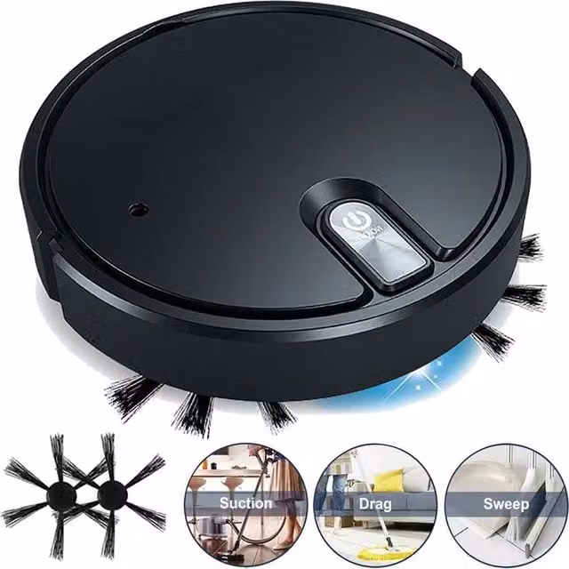 KORVIXA Rechargeable Smart Sweeping Robot Vacuum Cleaner in Black – 1