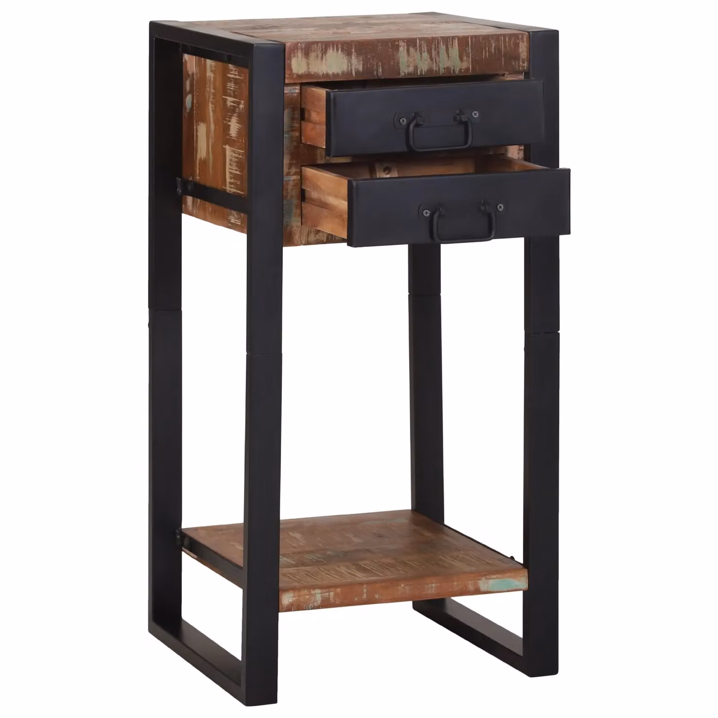 Berkfield Home Telephone Stand in Brown Reclaimed Solid Wood, W/D/H: 40 x 40 x 80 cm – 2