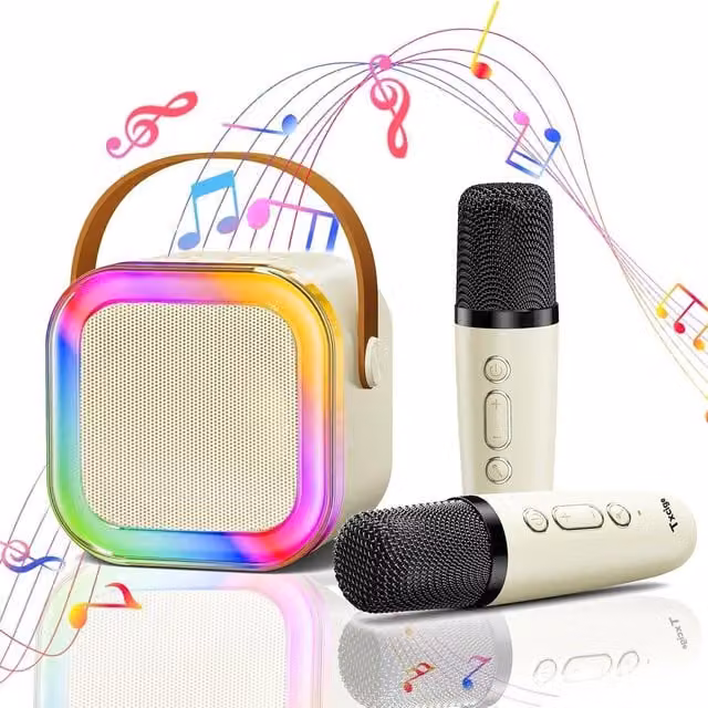 Dyzi Portable Karaoke Machine in Beige