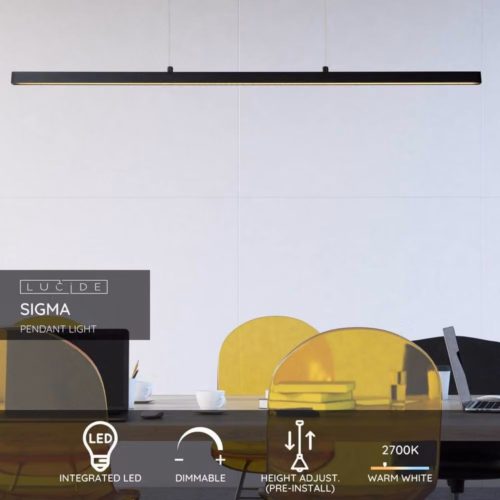 Netlighting Sigma Modern LED Dimmable Pendant Light in Black with Warm White 2700K – 2
