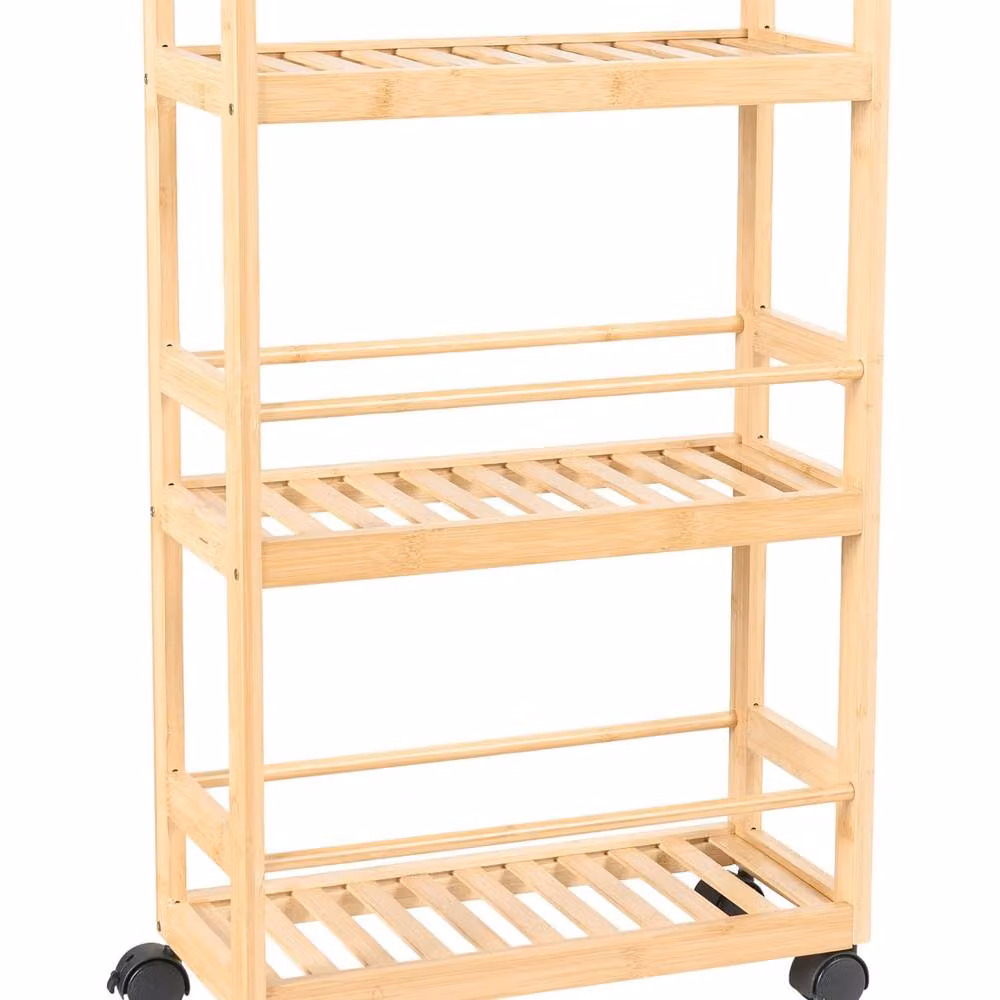Wyld and Coco Bamboo Bliss 3-Tier Bathroom Trolley, Light Brown Bamboo – 2