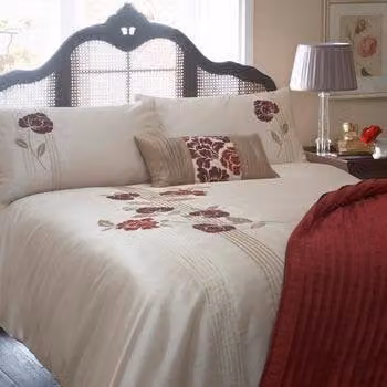 Terrys Blanche Red Floral Embroidered Bed Runner