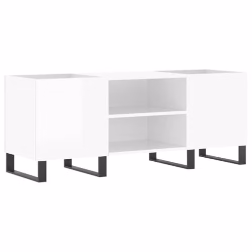 vidaXL Record Cabinet in High Gloss White, W/D/H: 121 x 38 x 48 cm – 1