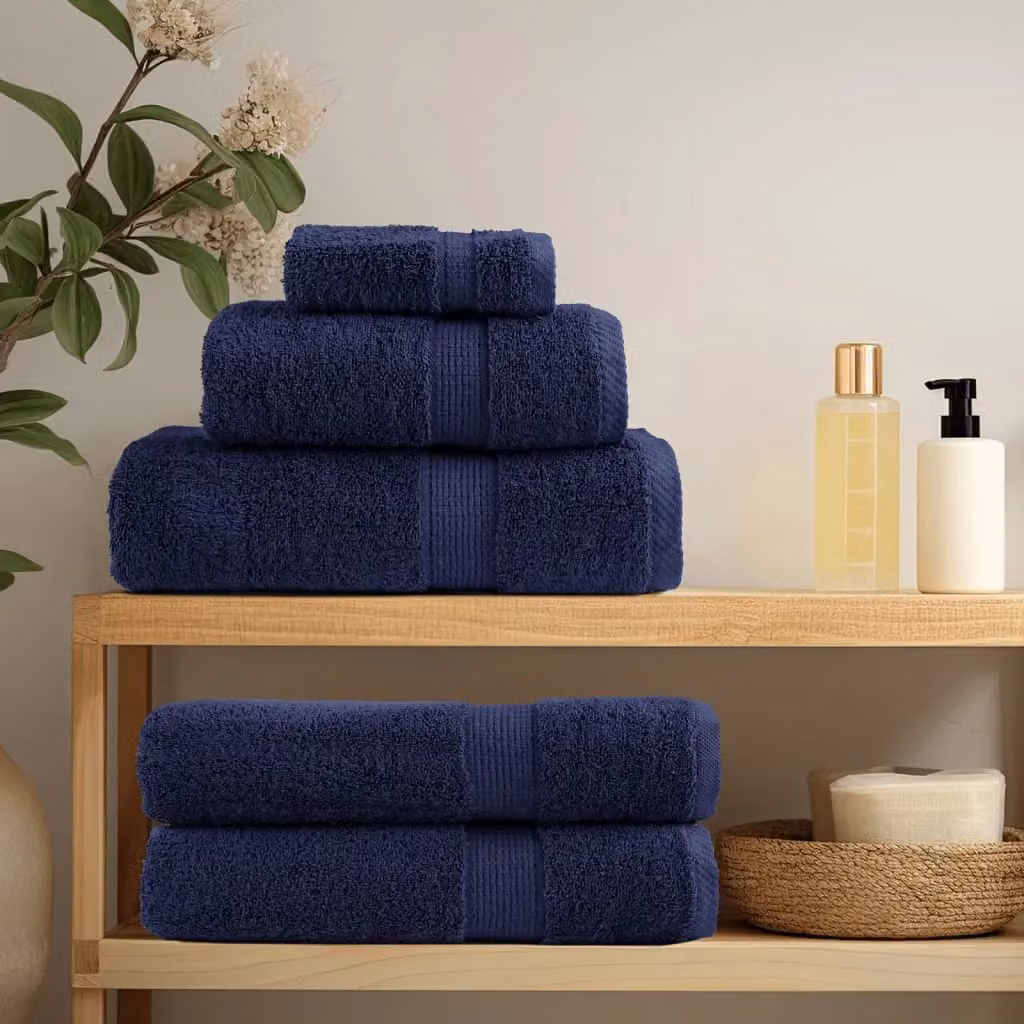 Berkfield Home SOLUND 8 Piece Premium Navy Blue Cotton Terry Towel Set, 600 gsm – 3