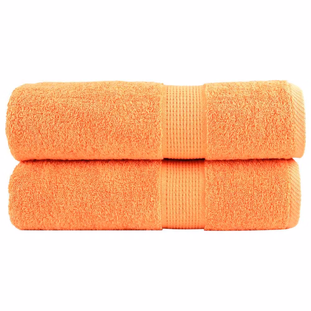 Berkfield Home SOLUND Premium Cotton Terry Shower Towels, Orange, 2 Pack, W: 70 cm, L: 140 cm, 600 gsm – 2