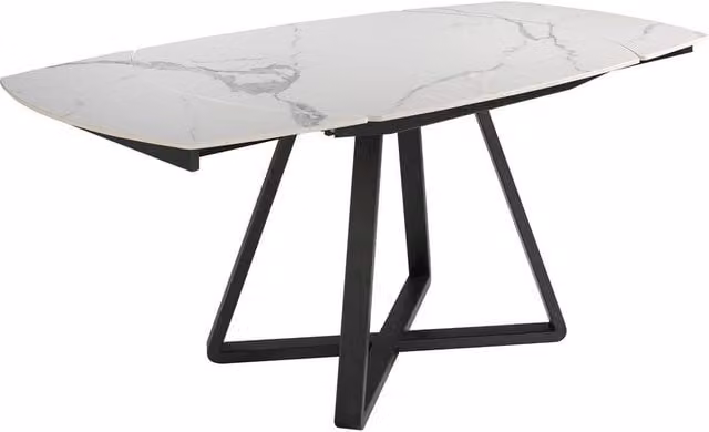 Angel Cerda Modern Oval Extendable Dining Table with Ceramic Top and Metal Legs in Black, White and Multicolour, W/D/H: 120 x 90 x 77 cm