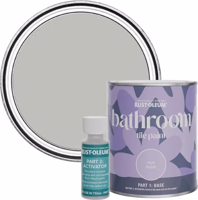 Rust-Oleum Matt Finish Bathroom Tile Paint in Flint Grey, 0.75 l