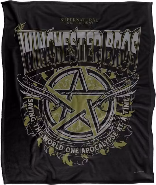 Warner Brothers Supernatural Winchester Bros Silky Touch Super Soft Throw Blanket in White – 1
