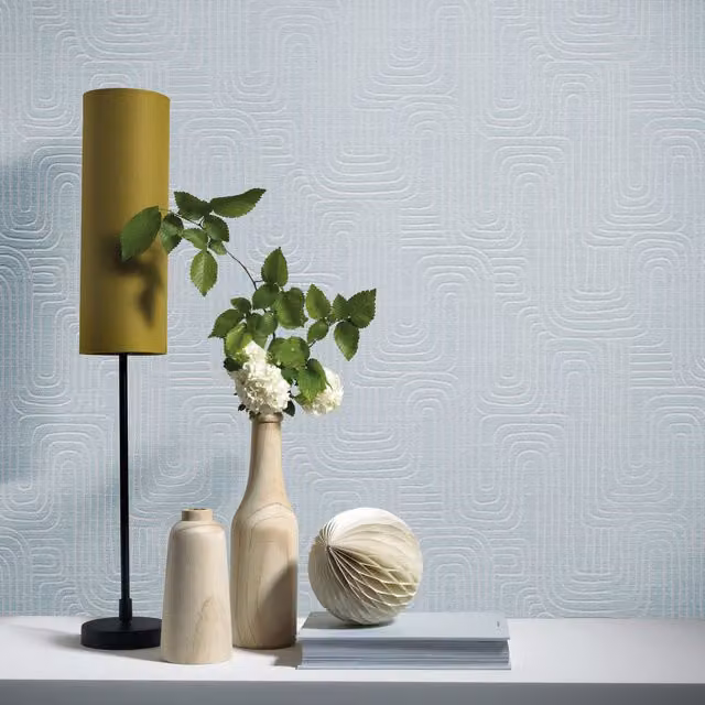 Erismann Rondo Linear Blue Geometric Abstract Vinyl Wallpaper