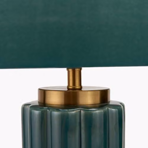 Pacific Lifestyle Art Deco Ceramic Table Lamp in Green, White and Gold/Brass – 3