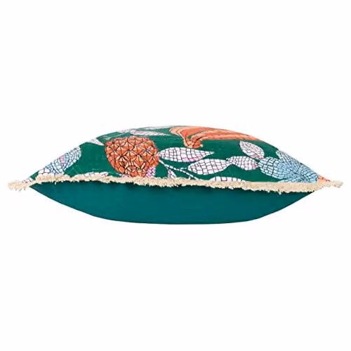 Furn Cypressa Mediterranean Floral Cotton and Polyester Filled Square Cushion in Petrol, W/D/H: 50 x 50 x 50 cm – 2