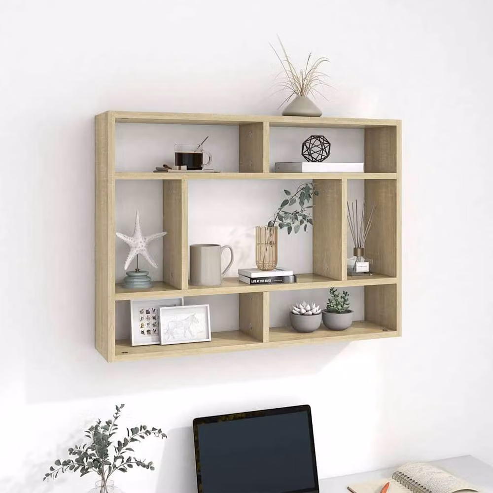 Berkfield Home Sonoma Oak Wall Shelf in Brown, W/D/H: 75 x 16 x 55 cm – 2