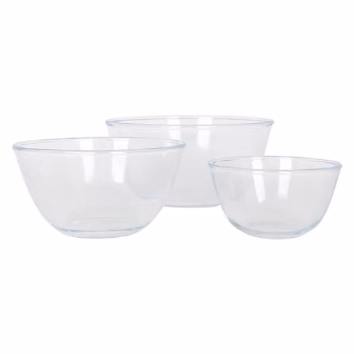 Harbour Housewares Glass Nesting Mixing Bowl Set of 3, Transparent