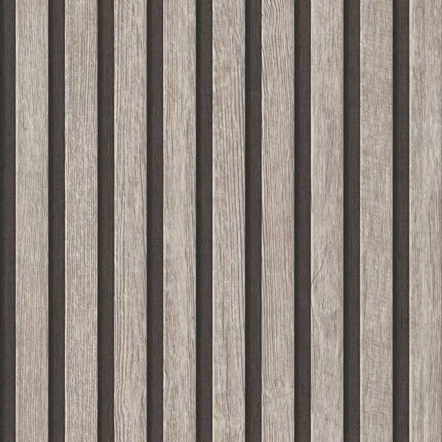 A.S. Création Grey Wood Slats Striped Vinyl Wallpaper Roll