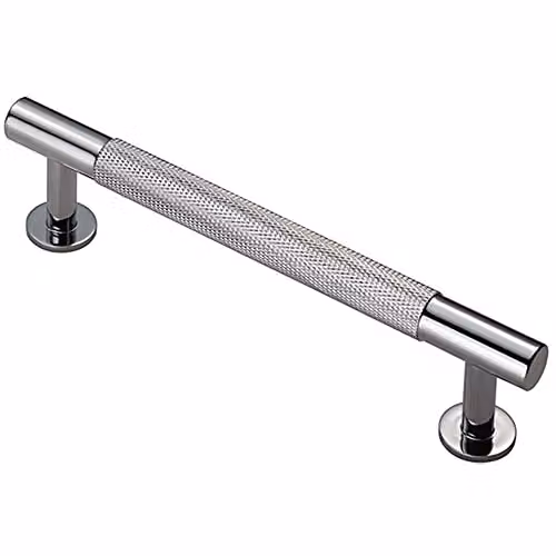 Loops Knurled Bar Door Pull Handle in Chrome, 158 x 13 mm with 128 mm Fixing Centres