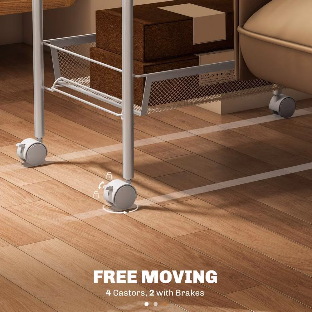 STILVORA 5 Tier Metal Storage Trolley with Wheels in White – 8