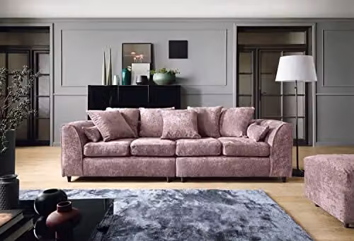 Abakus Direct Harriet 4 Seater Sofa in Pink Crushed Chenille – 5