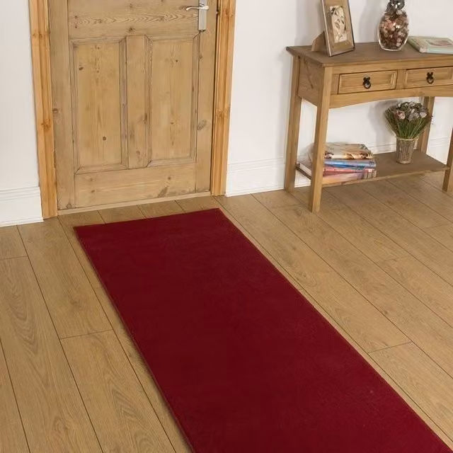 runrug Plain Red Hallway Carpet Runner Rug, W/D/H: 60 x 300 cm