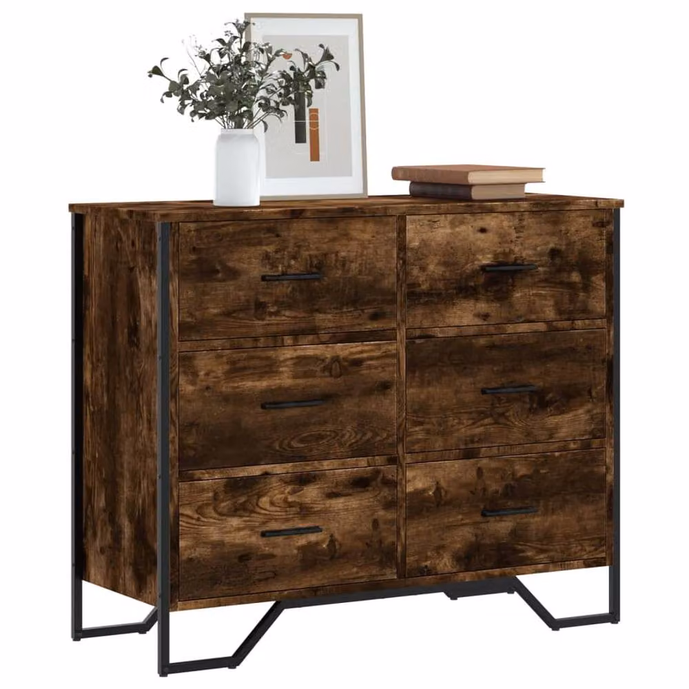 Berkfield Home Chest of Drawers in Smoked Oak Brown, W/D/H: 91 x 35.5 x 74.5 cm – 2