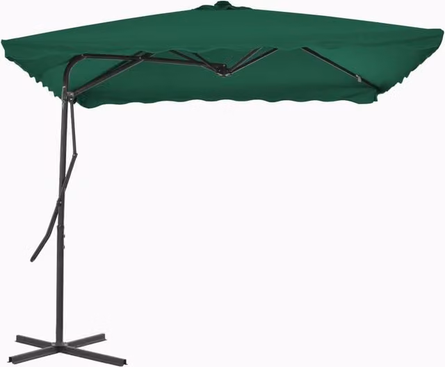 Berkfield Home Outdoor Parasol with Steel Pole, Green, W/D: 250 x 250 cm, H: 230 cm