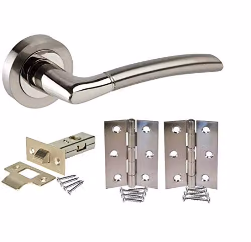 Golden Grace Indiana Door Handles Dual Finish Gold and Silver with 2.5 inch Latch and Hinges Set