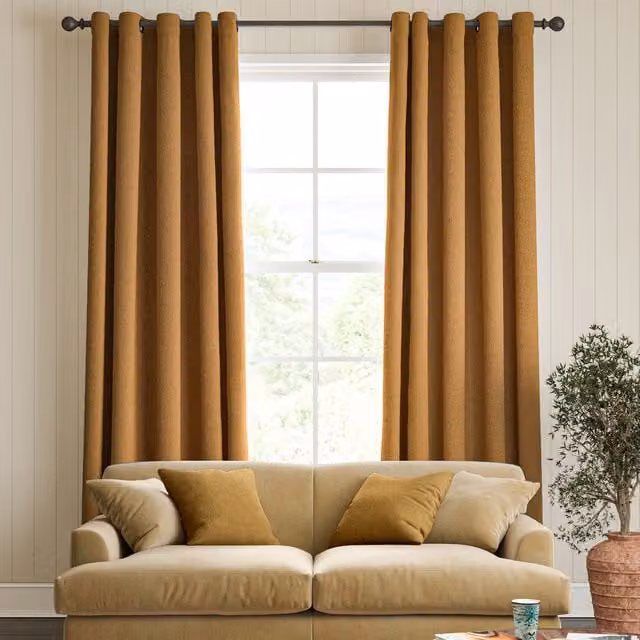 William Morris Reed Made To Measure Blackout Fabric Panel Curtains in Russet Orange and Gold