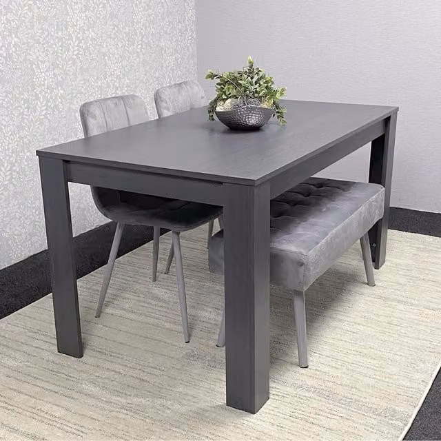 Kosy Koala Arrow Modern Rectangular Dining Table Set with Bench and Chairs in Charcoal Grey
