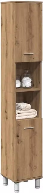 Berkfield Home Artisan Oak Bathroom Cabinet in Brown, W/D/H: 30 x 30 x 179 cm – 1