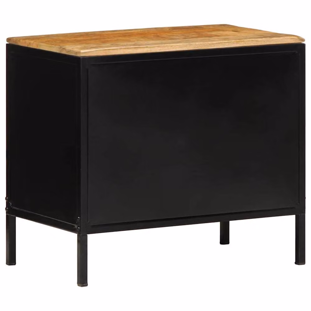 Berkfield Home Modern Bedside Cabinets, Set of 2, Solid Rough Mango Wood, Brown, W: 50 cm, D: 30 cm, H: 45 cm – 5