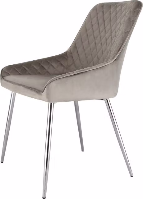 RayGar Evie Modern Velvet Accent Dining Chair with Metal Legs in Grey