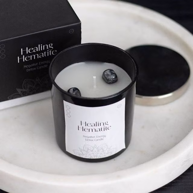 Uniqueful Black Healing Hematite Detox Pillar Candle