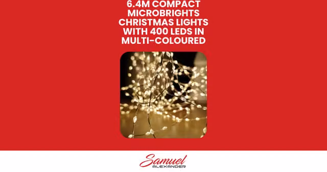 Samuel Alexander 6.4m Compact MicroBrights Christmas Lights with 400 Multi-coloured RGB LEDs and Timer – 1