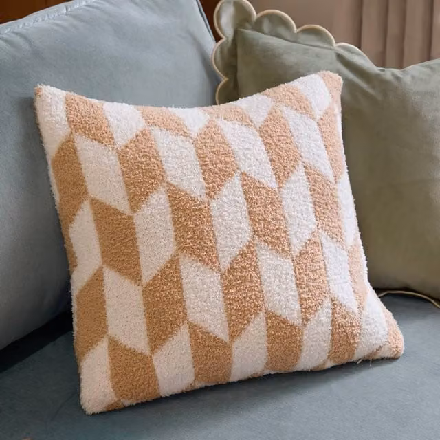 Furn Olsen Geometric Square Cushion in Beige and Multicolour, W/D/H: 45 x 45 x 45 cm – 1