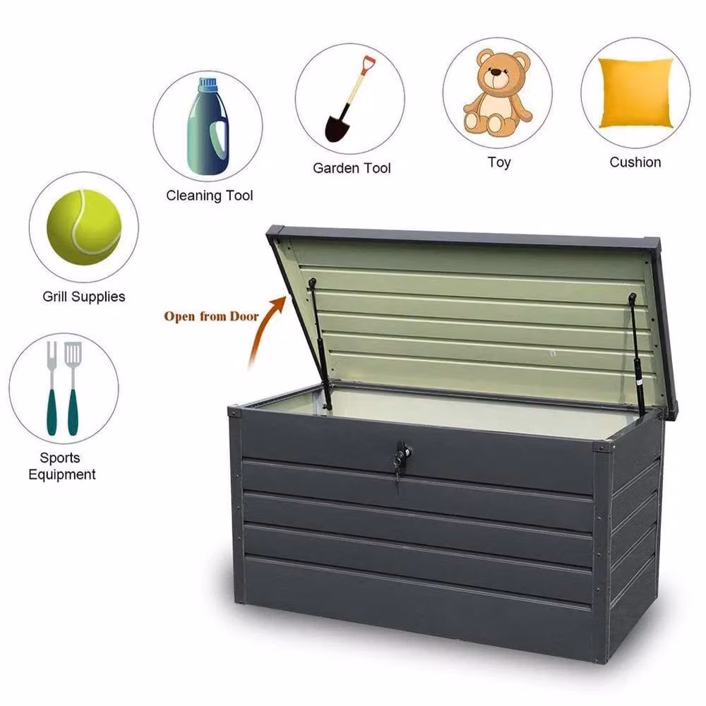 PAWNORA Anthracite Grey Metal Outdoor Garden Storage Box, 350 L – 5