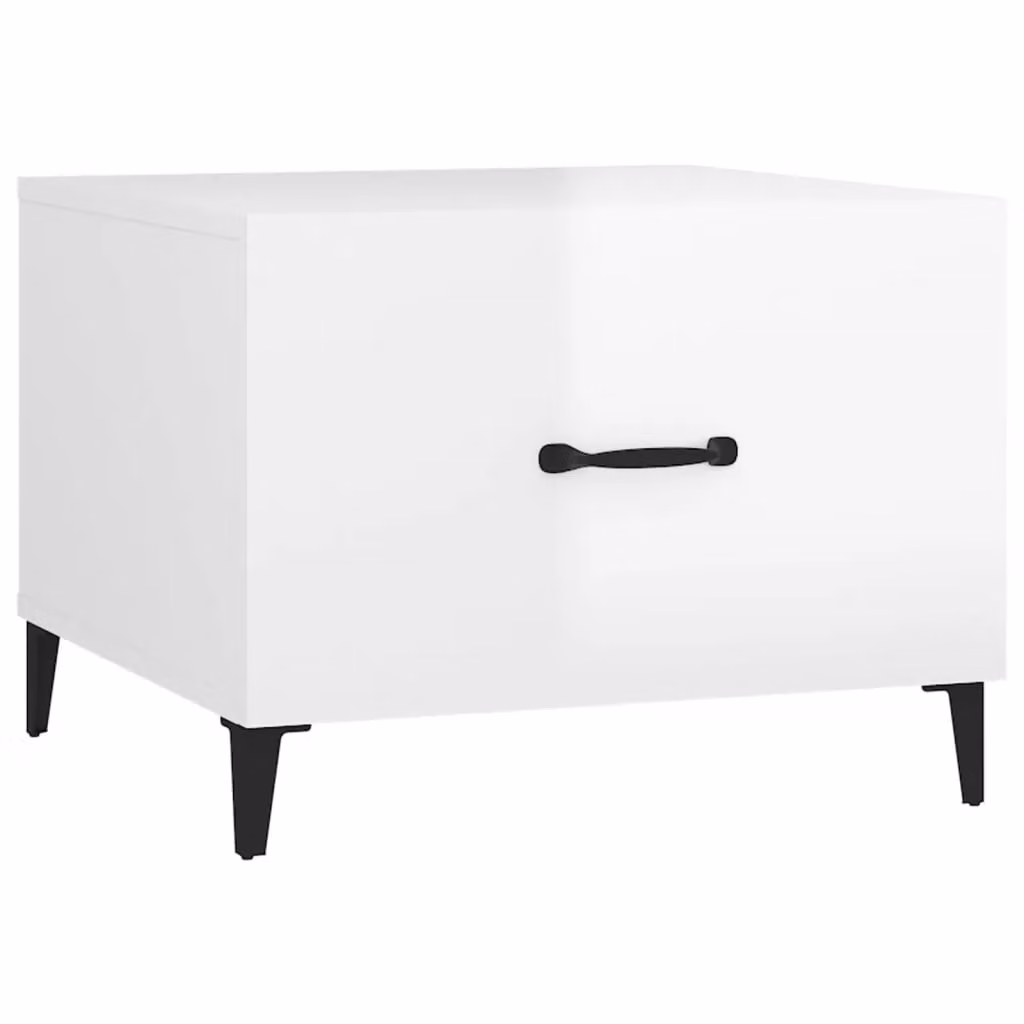 Berkfield Home High Gloss White Coffee Table with Metal Legs W/D/H: 50 x 50 x 40 cm – 2