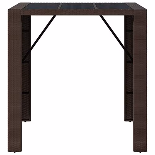 vidaXL Bar Table with Glass Top in Brown Poly Rattan, W/D/H: 105 x 80 x 110 cm – 5