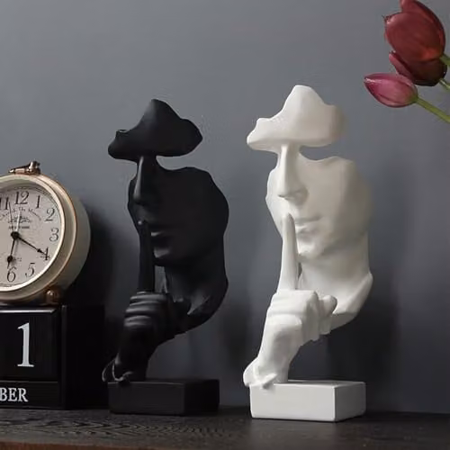 Huhote Abstract Thinker Statue, Minimalist White Resin Sculpture for Tabletop Decoration – 6