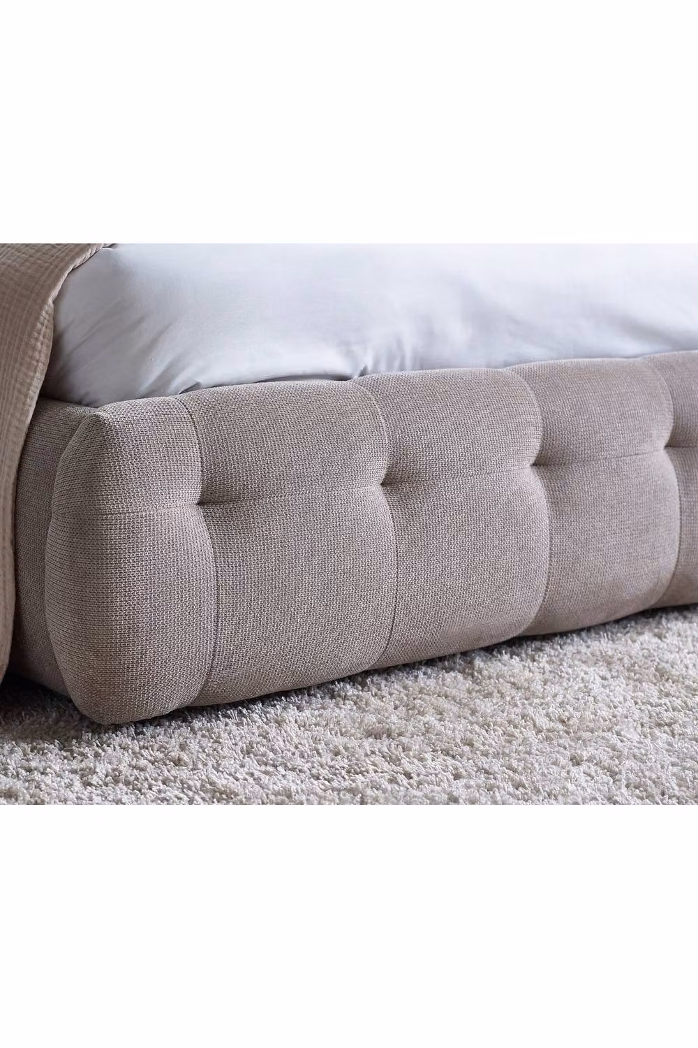 Julian Bowen Odette Upholstered Fabric Bed Frame, Beige, W/D/H: 180 x 200 x 118 cm – 3