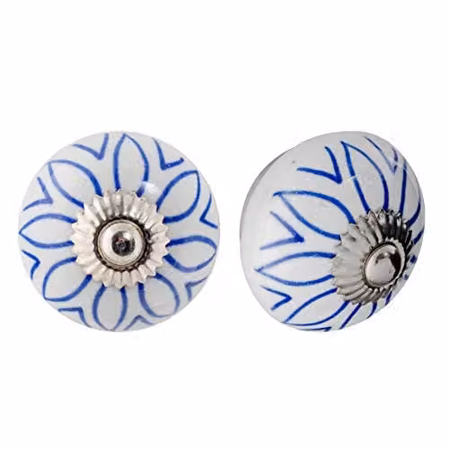 Nicola Spring Blue Polished Ceramic Cabinet Knobs, Pack of 6